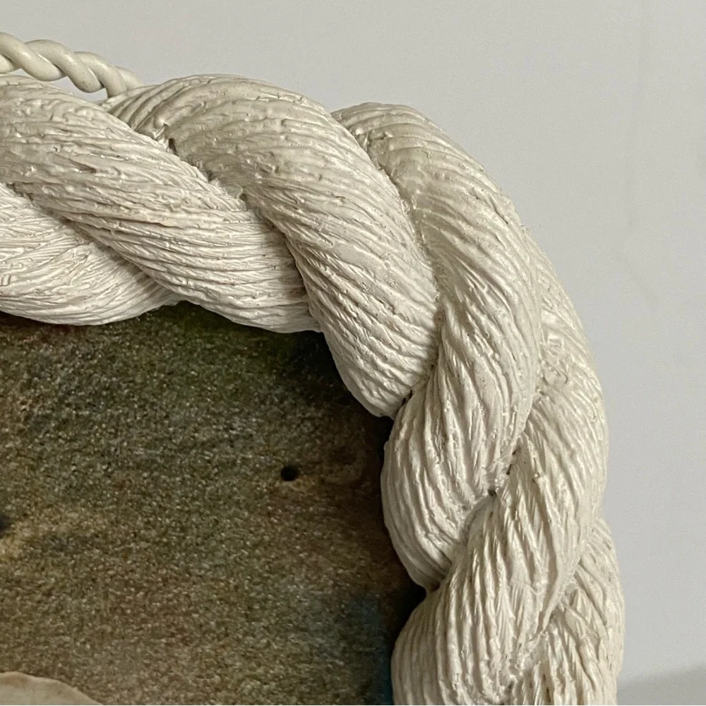 Rope Frame Sheffield Home Nautical Resin White Twisted 4 X 6 Photo Beach EUC